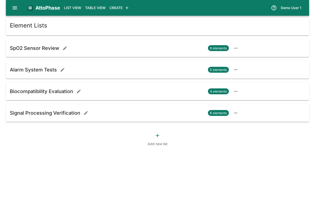List management page with a saved list